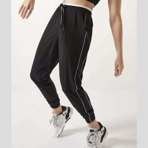 Athleta Brooklyn Jogger Pants Black White Colorblocked 4552 - Picture 1 of 12